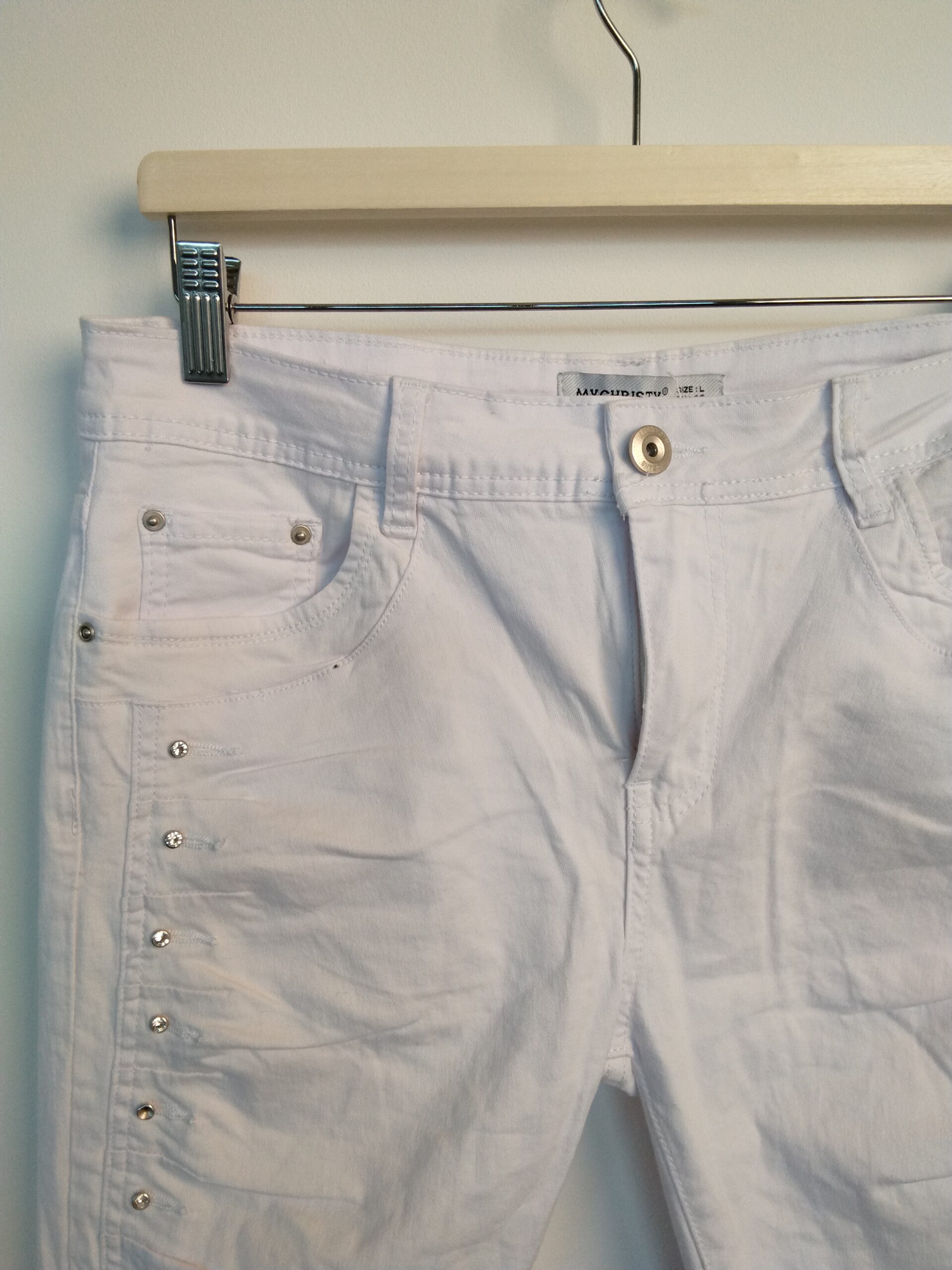 Jean blanc avec détails "diamant" sur les côtés / taille L - Image 2